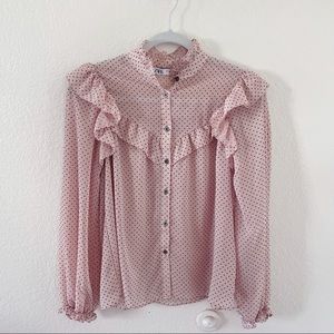 ZARA Polka dot ruffle blouse